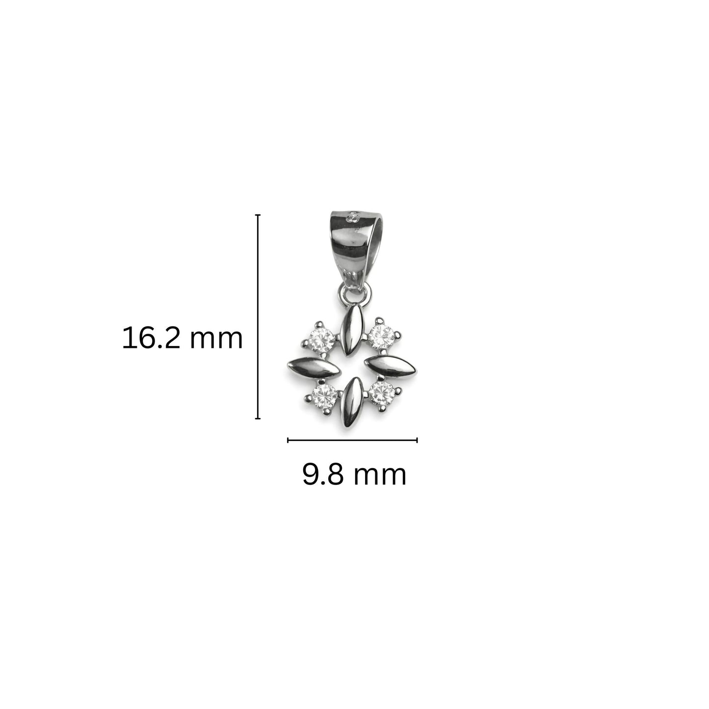 925 Sterling Silver Openwork Floral Pendant with Cubic Zirconia