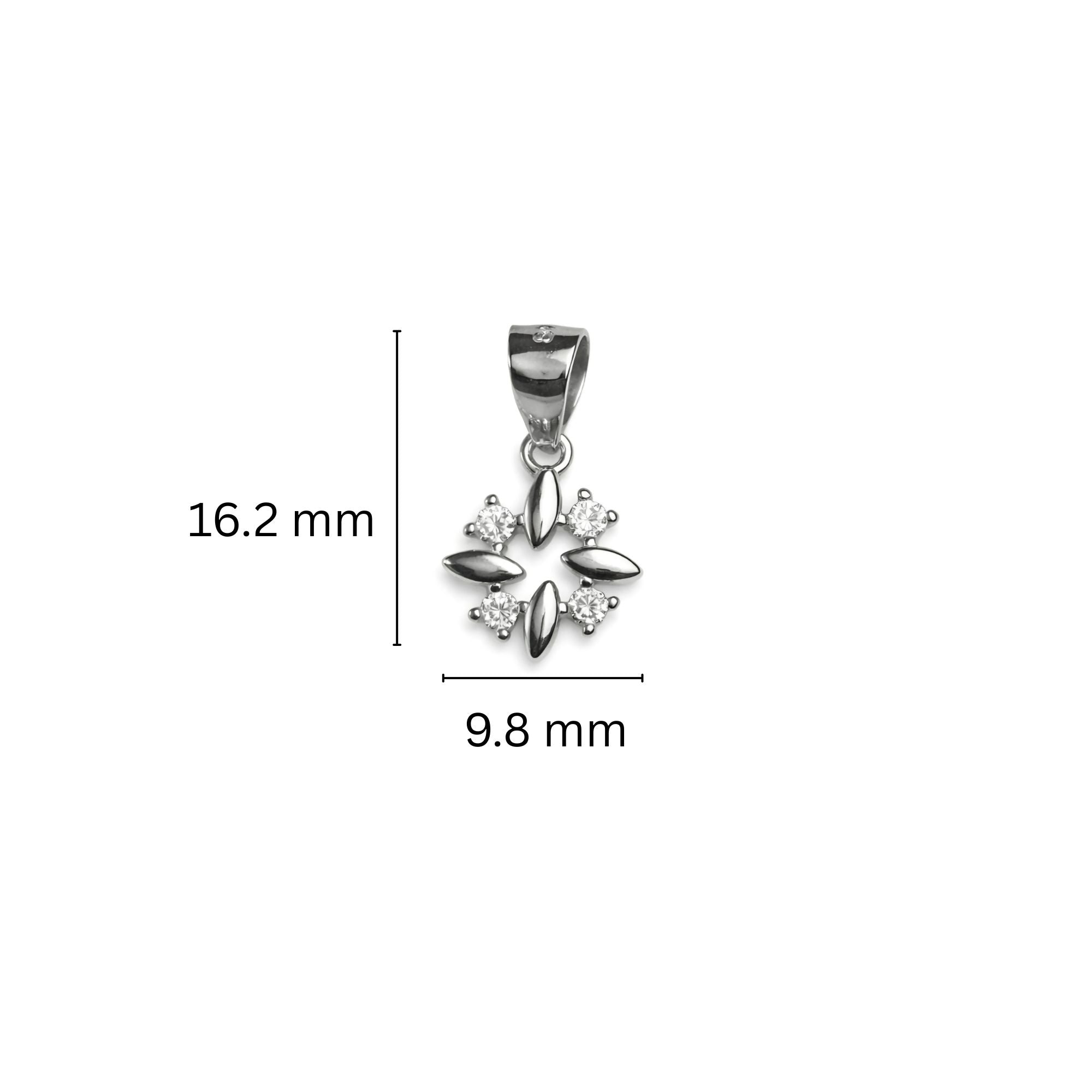 925 Sterling Silver Openwork Floral Pendant with Cubic Zirconia