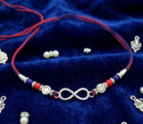 Endless Love Infinity Rakhi with Smiley Charms in Silver