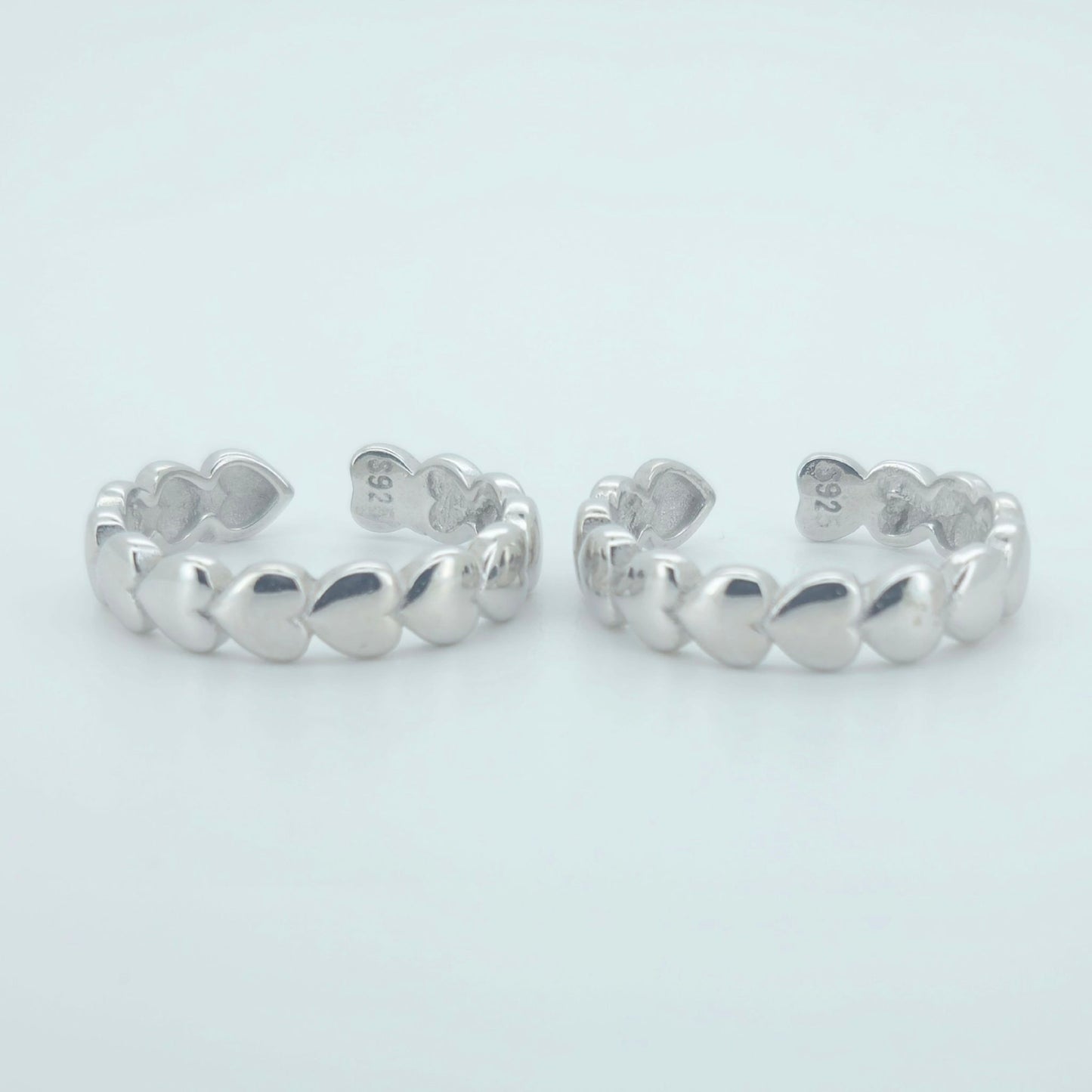 925 Sterling Silver Heart Toe Rings