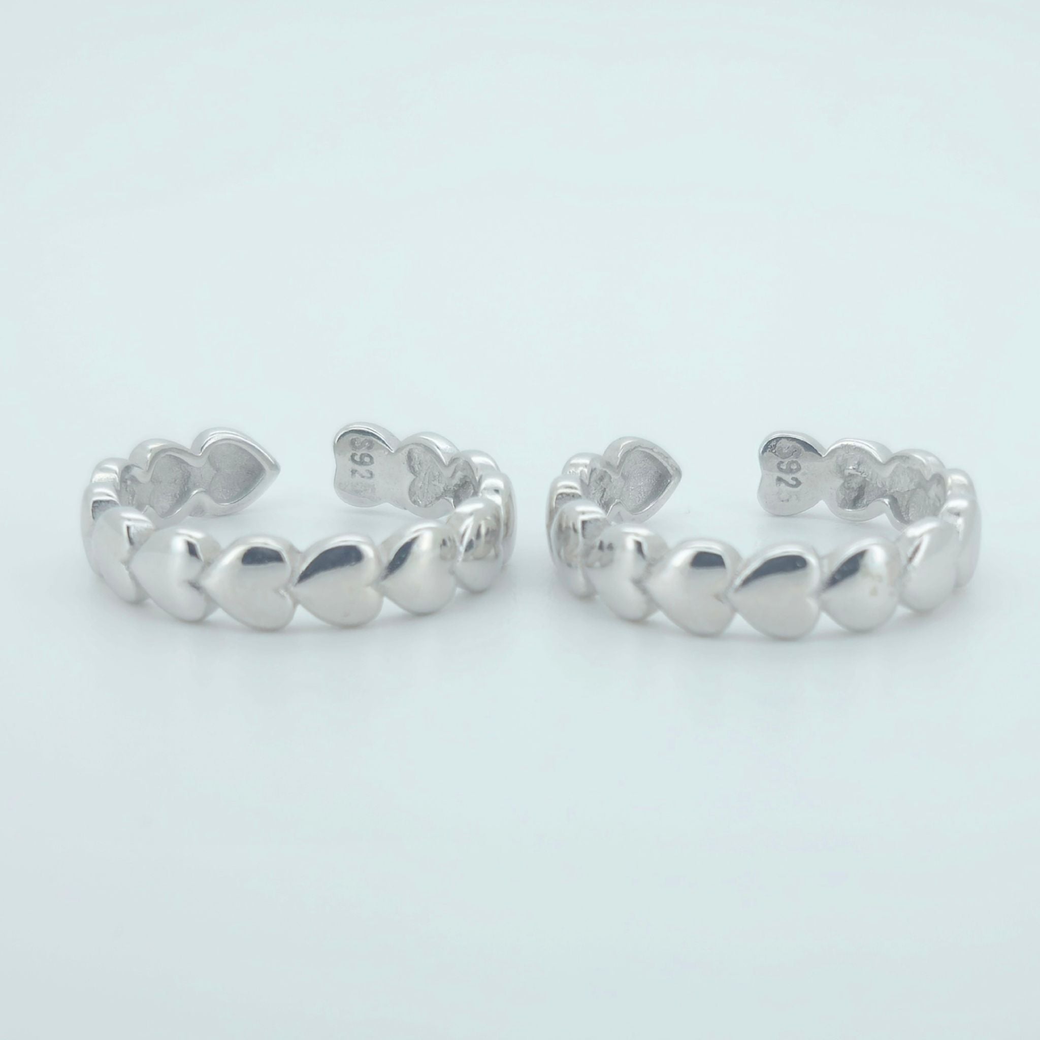 925 Sterling Silver Heart Toe Rings