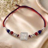 925 Sterling Silver Swastik Rakhi with Cubic Zirconia