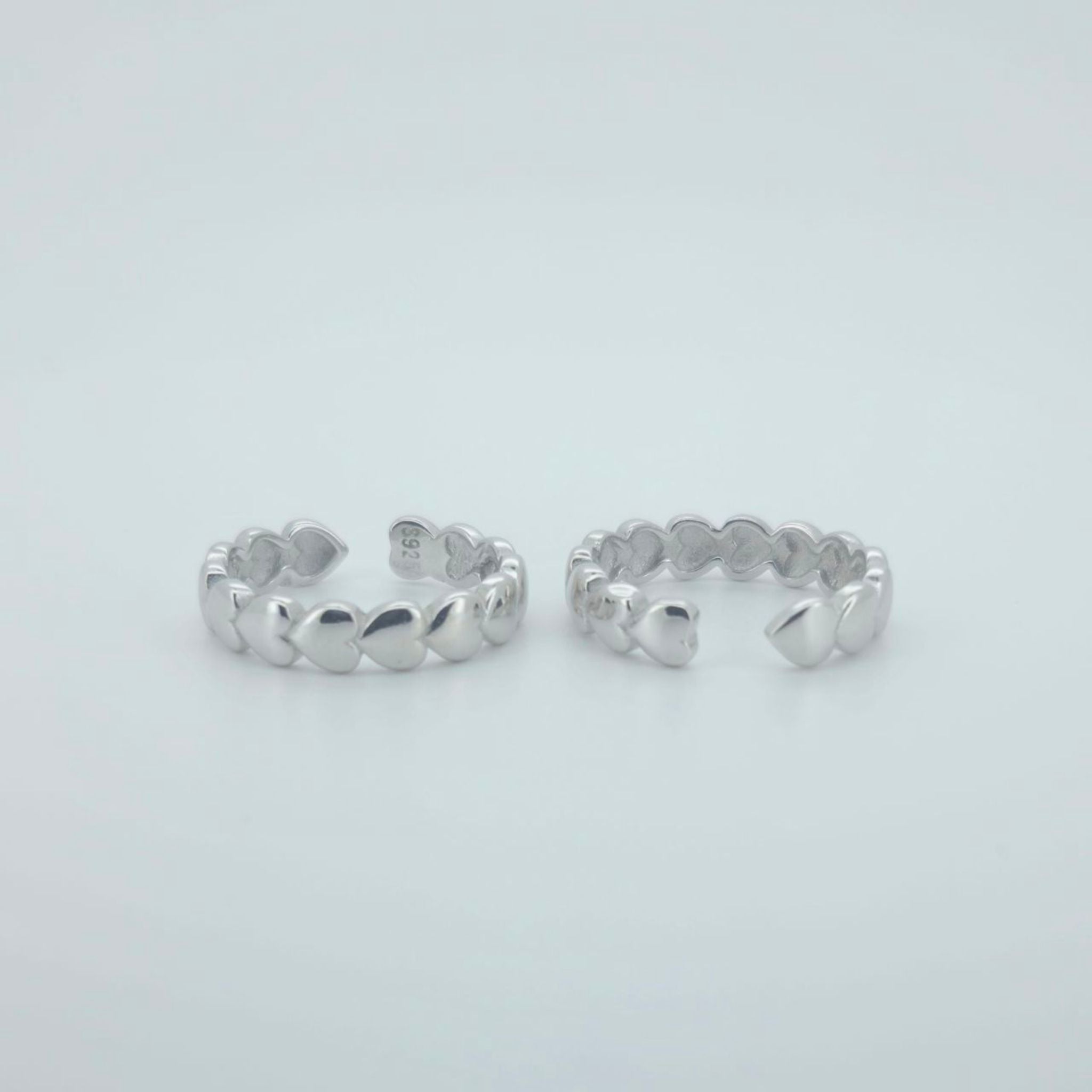 925 Sterling Silver Heart Toe Rings