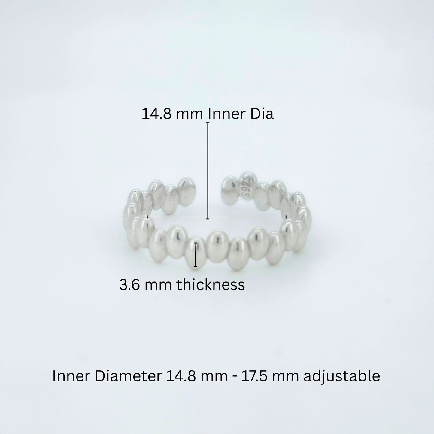 925 Sterling Silver Beaded Toe Ring