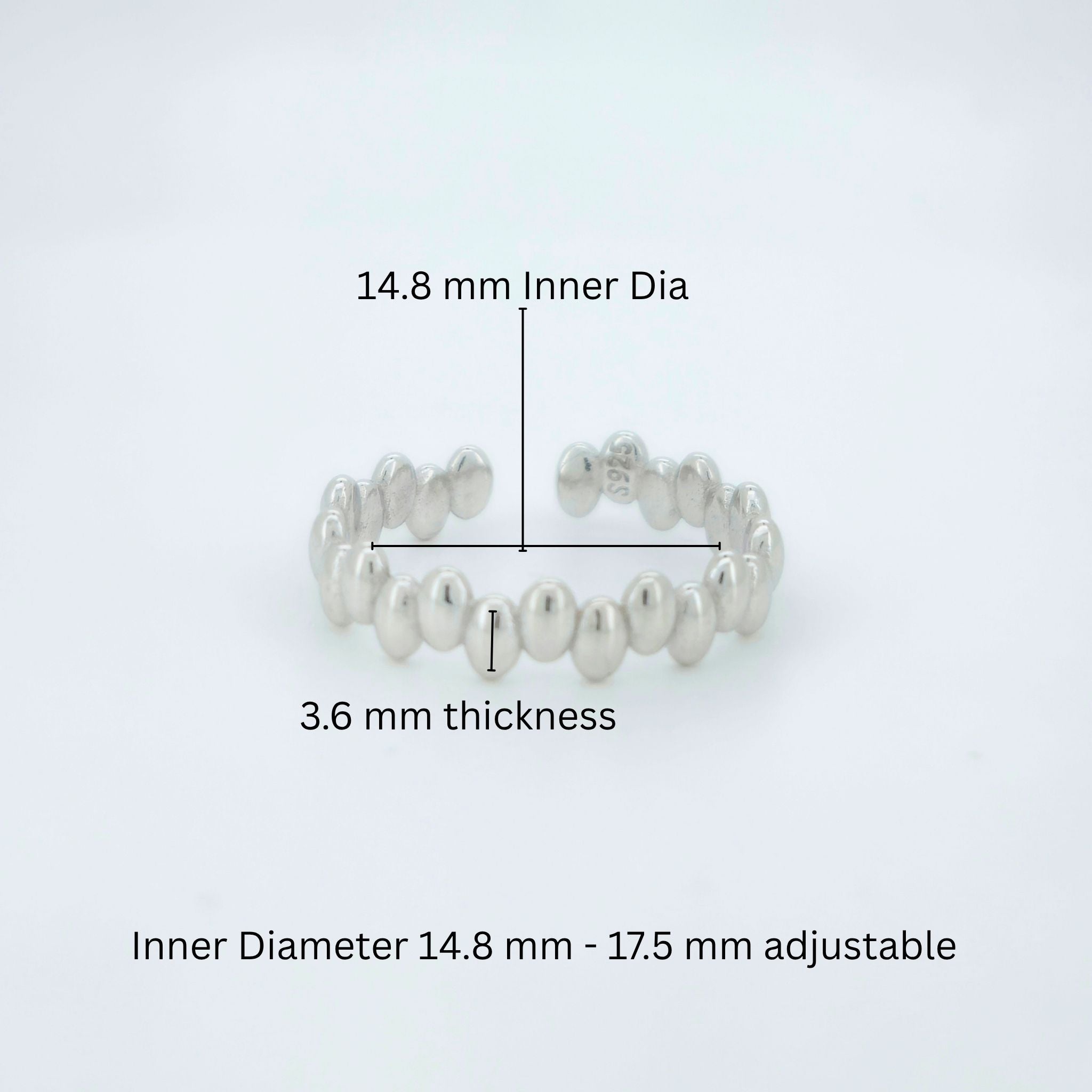925 Sterling Silver Beaded Toe Ring