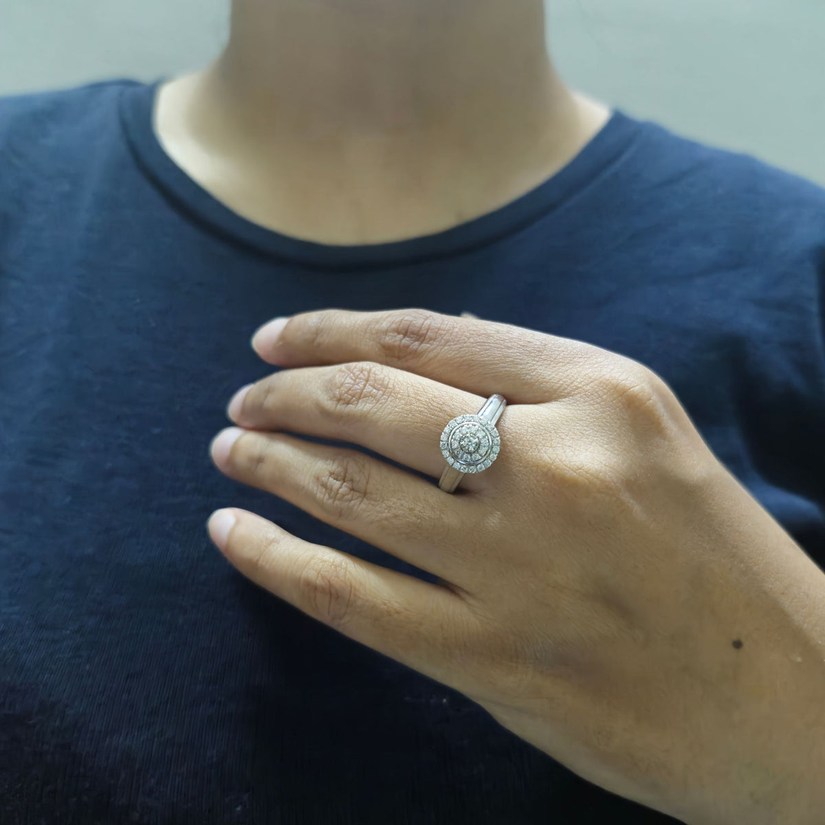 Round Halo Lab Grown Diamond Statement Ring
