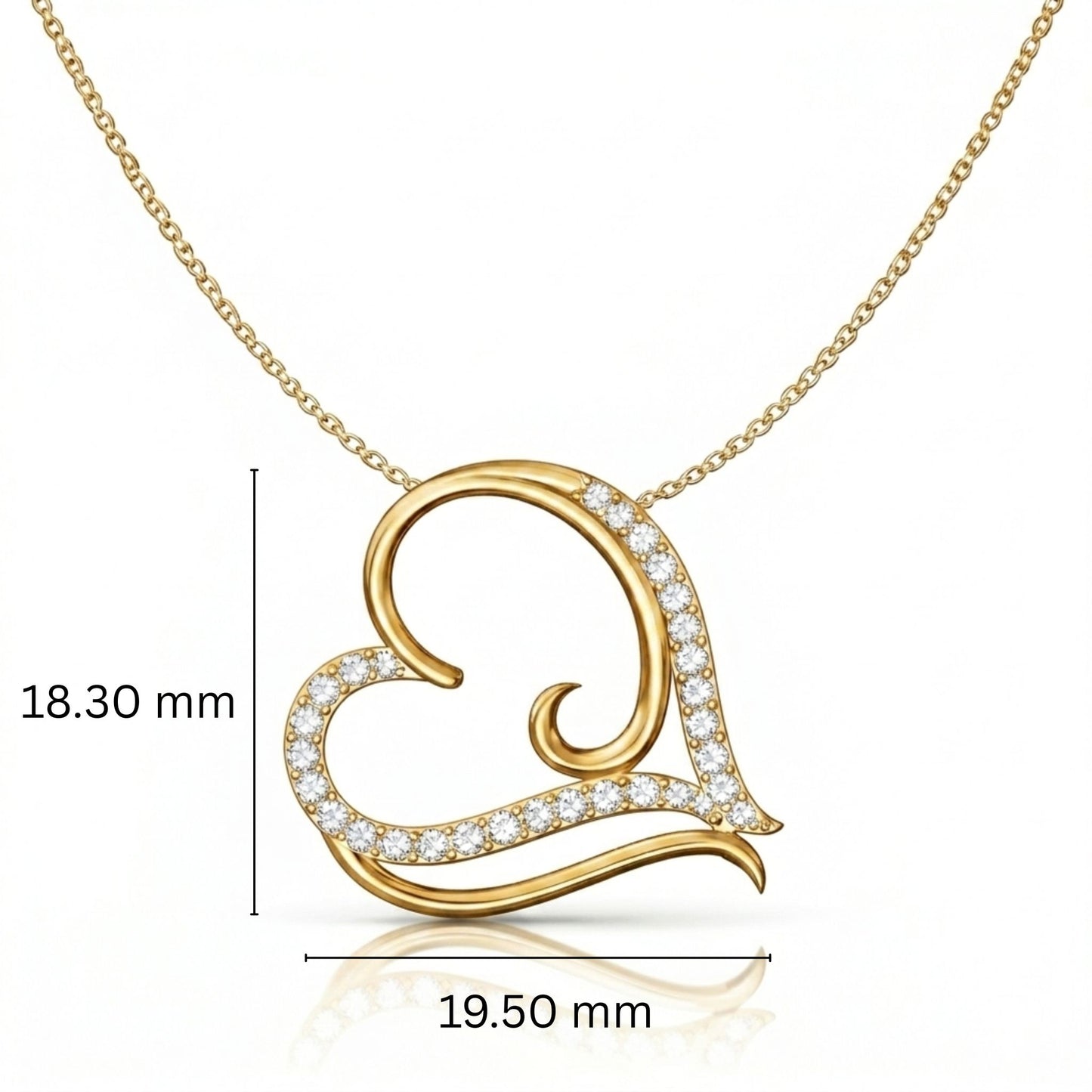 Graceful Swirl Heart Lab-Grown Diamond Pendant in 925 Sterling Silver with Chain