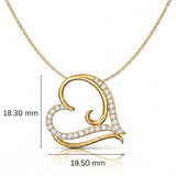 Graceful Swirl Heart Lab-Grown Diamond Pendant in 925 Sterling Silver with Chain