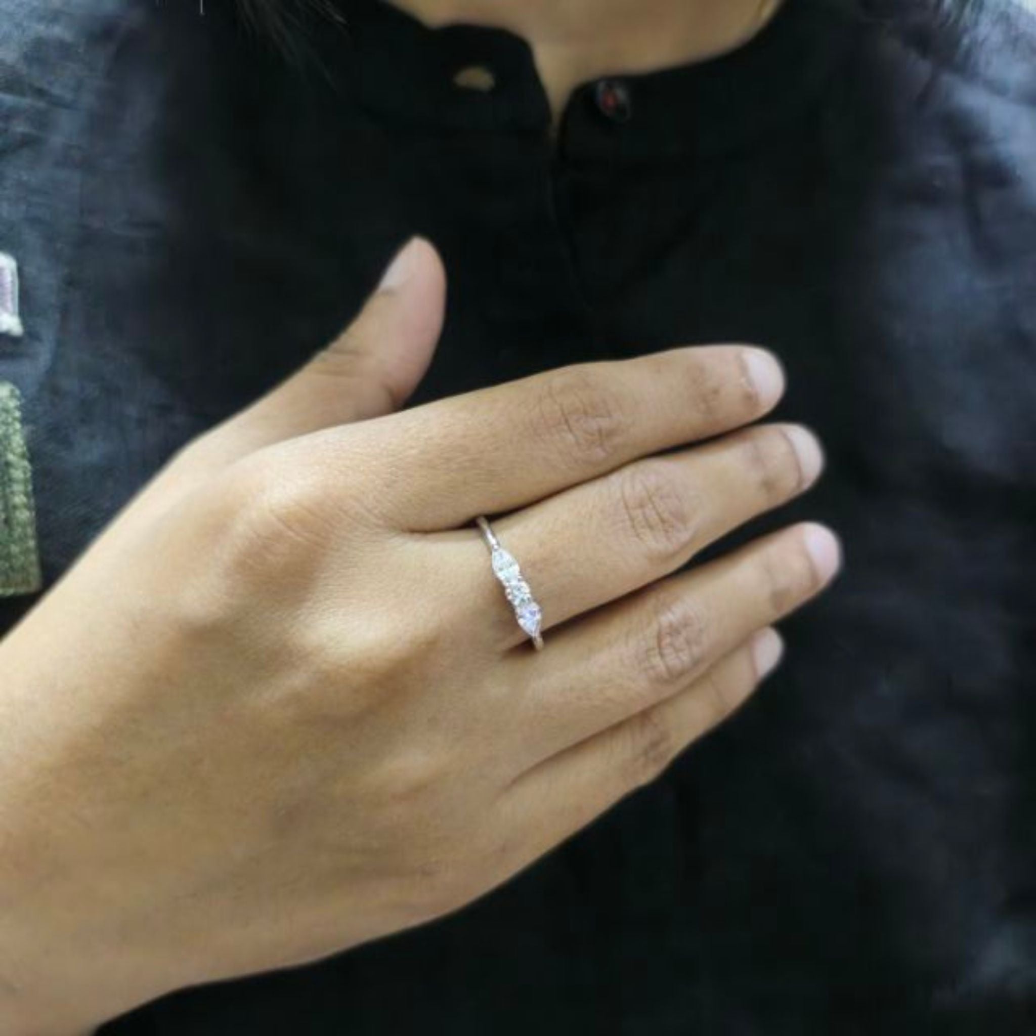 Elegant Lab Grown Diamond Three Stone Ring in 925 Sterling Silver