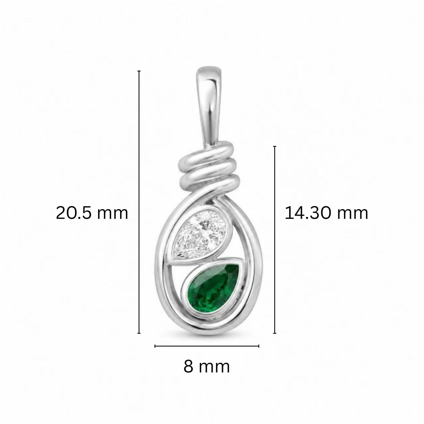 Lab Grown Diamond Teardrop Gemstone 925 Silver Pendant With Chain