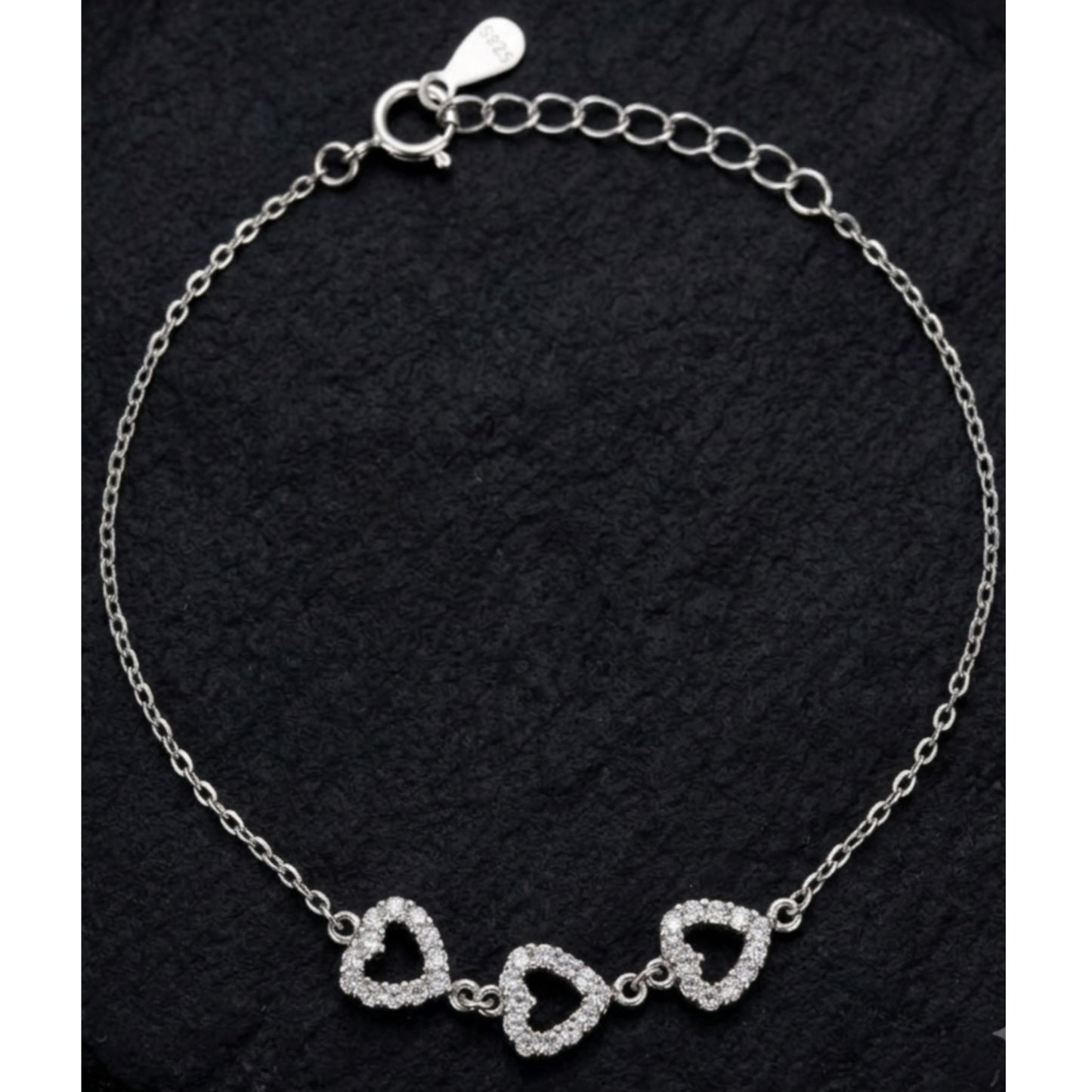 925 Sterling Silver Heart CZ Bracelet