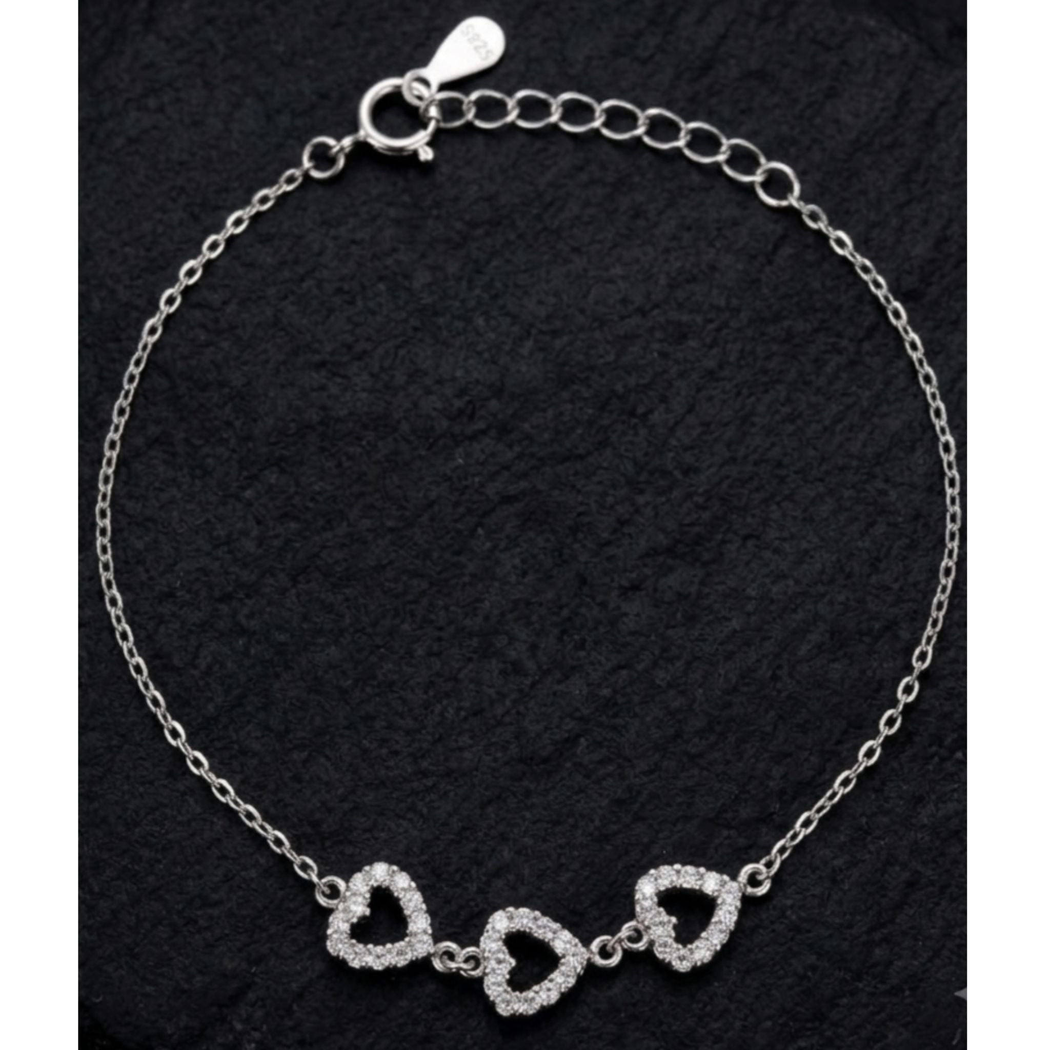 925 Sterling Silver Heart CZ Bracelet