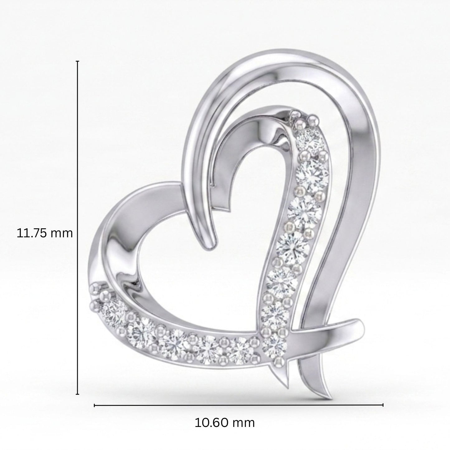 Sparkling Heart Loop Lab Grown Diamond Pendant in Sterling Silver with Chain