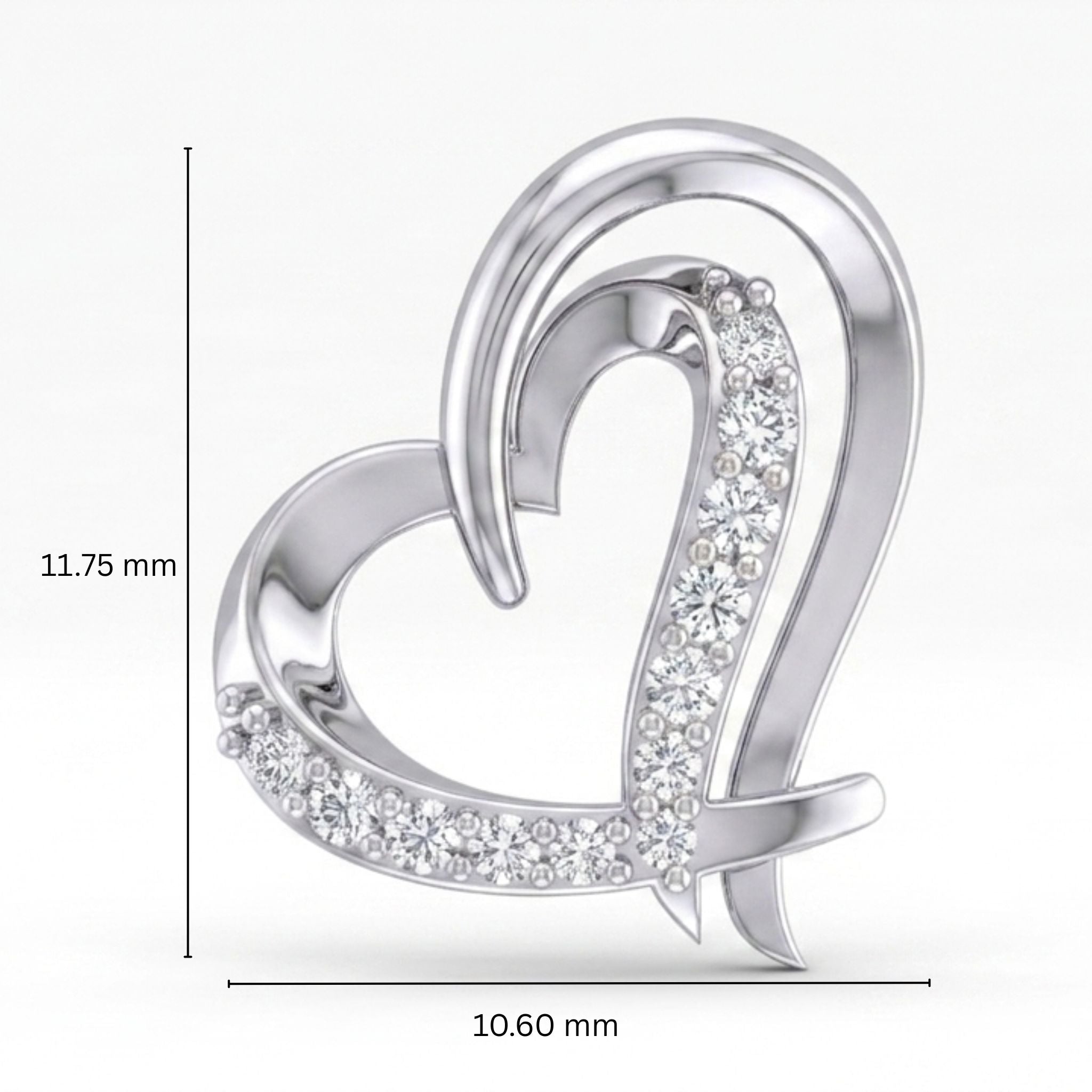 Sparkling Heart Loop Lab Grown Diamond Pendant in Sterling Silver with Chain