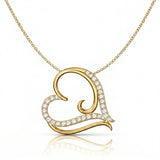 Graceful Swirl Heart Lab-Grown Diamond Pendant in 925 Sterling Silver with Chain