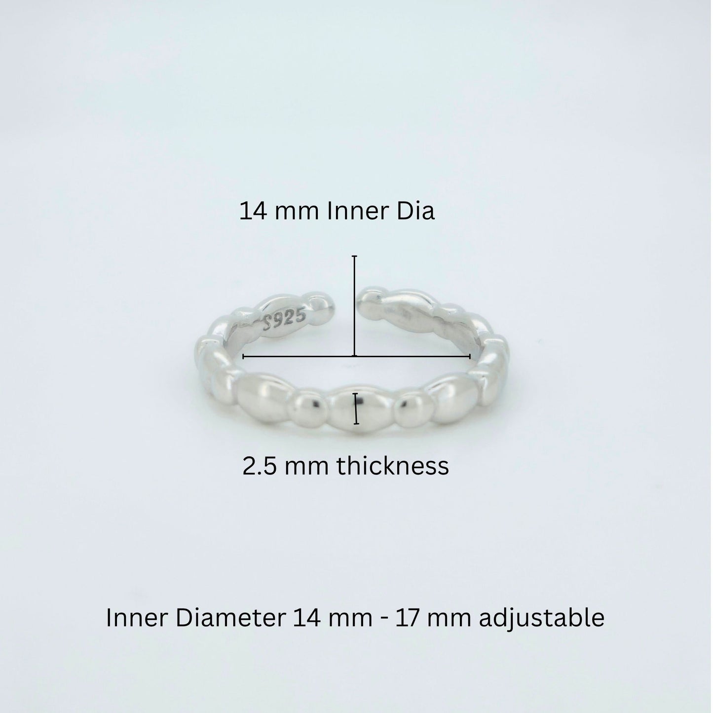 Minimal Beaded 925 Sterling Silver Toe Ring