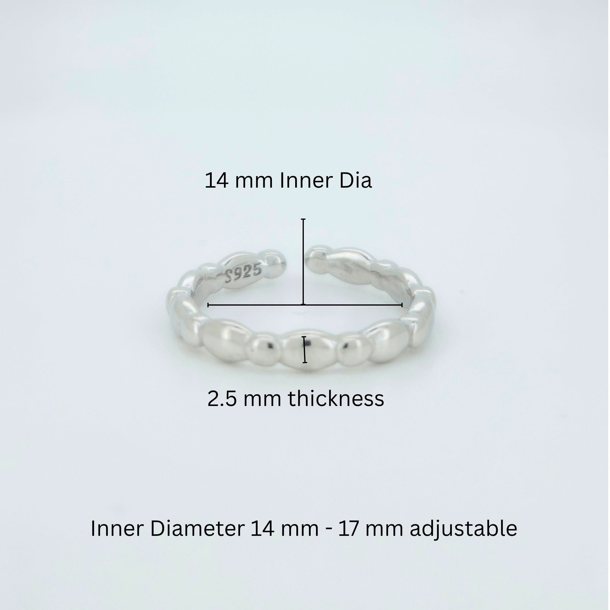 Minimal Beaded 925 Sterling Silver Toe Ring