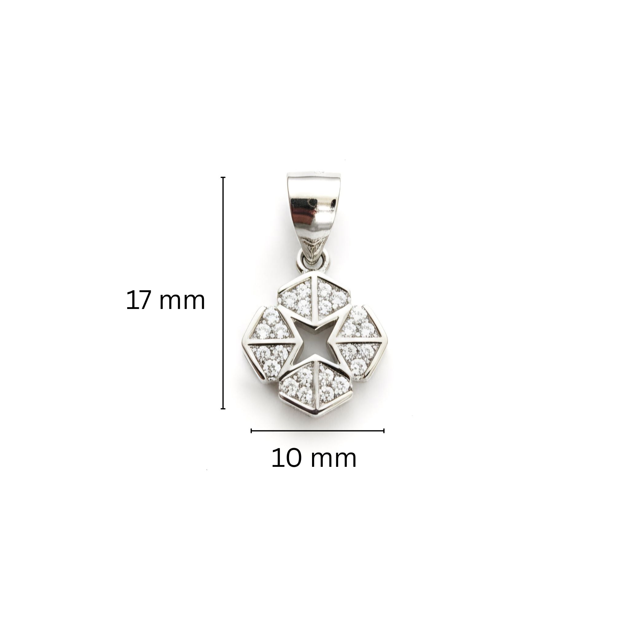 925 Sterling Silver Octagonal Star Pendant with Cubic Zirconia