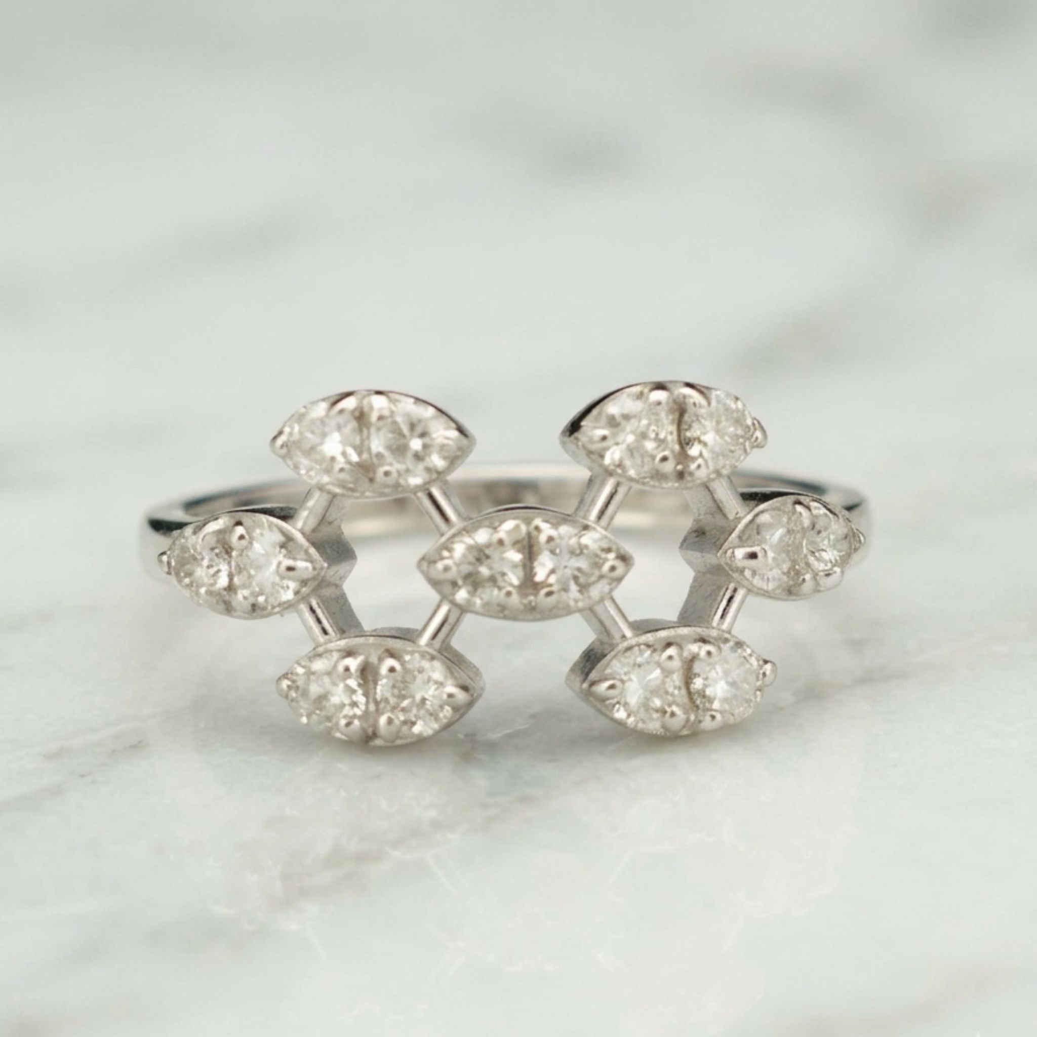 Radiant Honeycomb Lab-Grown Diamond Ring in 925 Sterling Silver