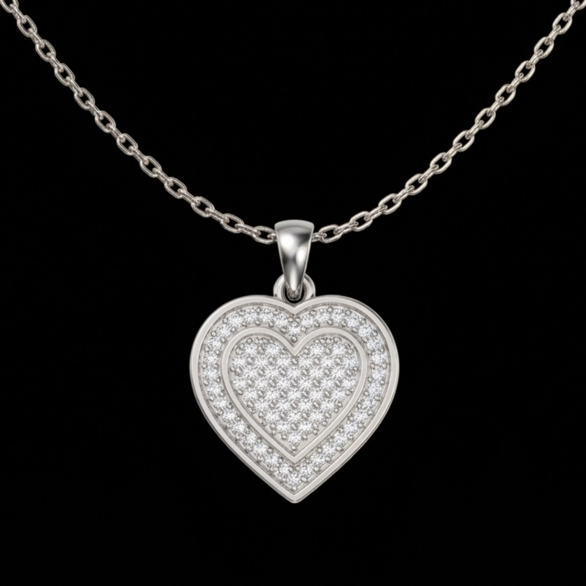 Heart-Shaped Lab-Grown Diamond Pendant Necklace in Sterling Silver with Chain