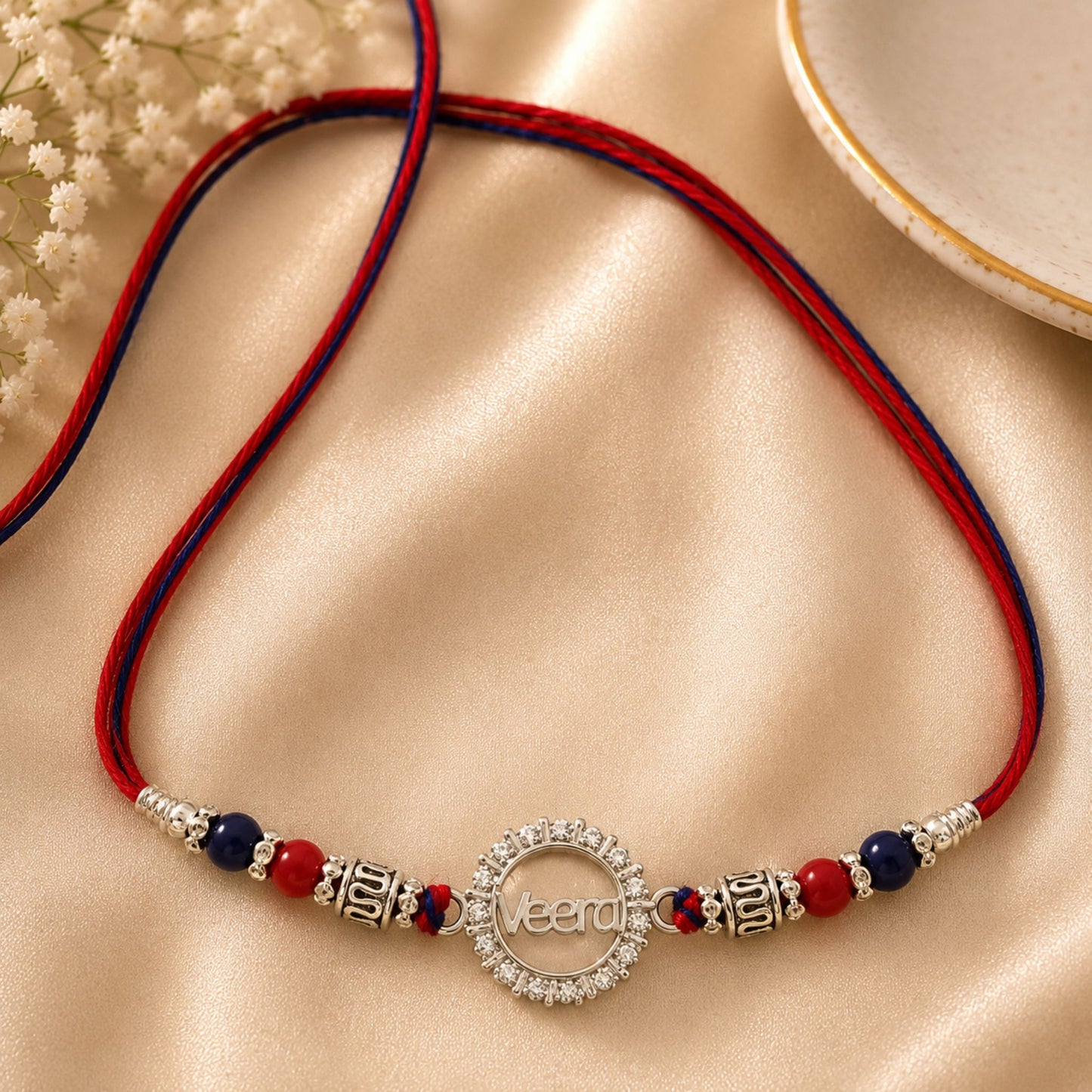 925 Sterling Silver 'Veera' Rakhi with CZ Halo