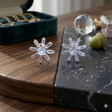 925 Sterling Silver Starburst Stud Earrings With Round & Baguette Cubic Zirconia
