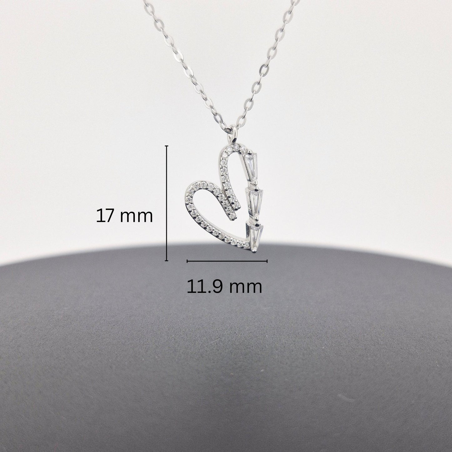 925 Silver Heart Shaped CZ Diamond Pendant Necklace & Earrings Set