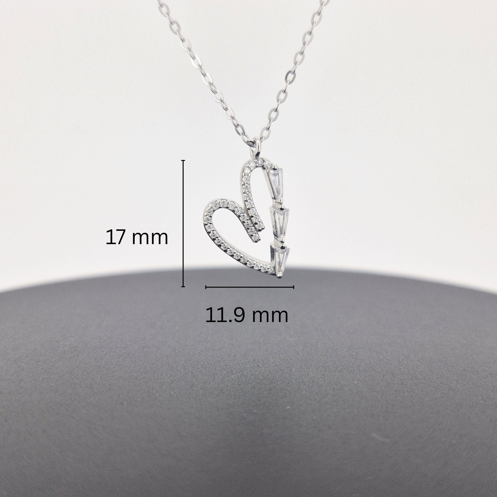 925 Silver Heart Shaped CZ Diamond Pendant Necklace & Earrings Set