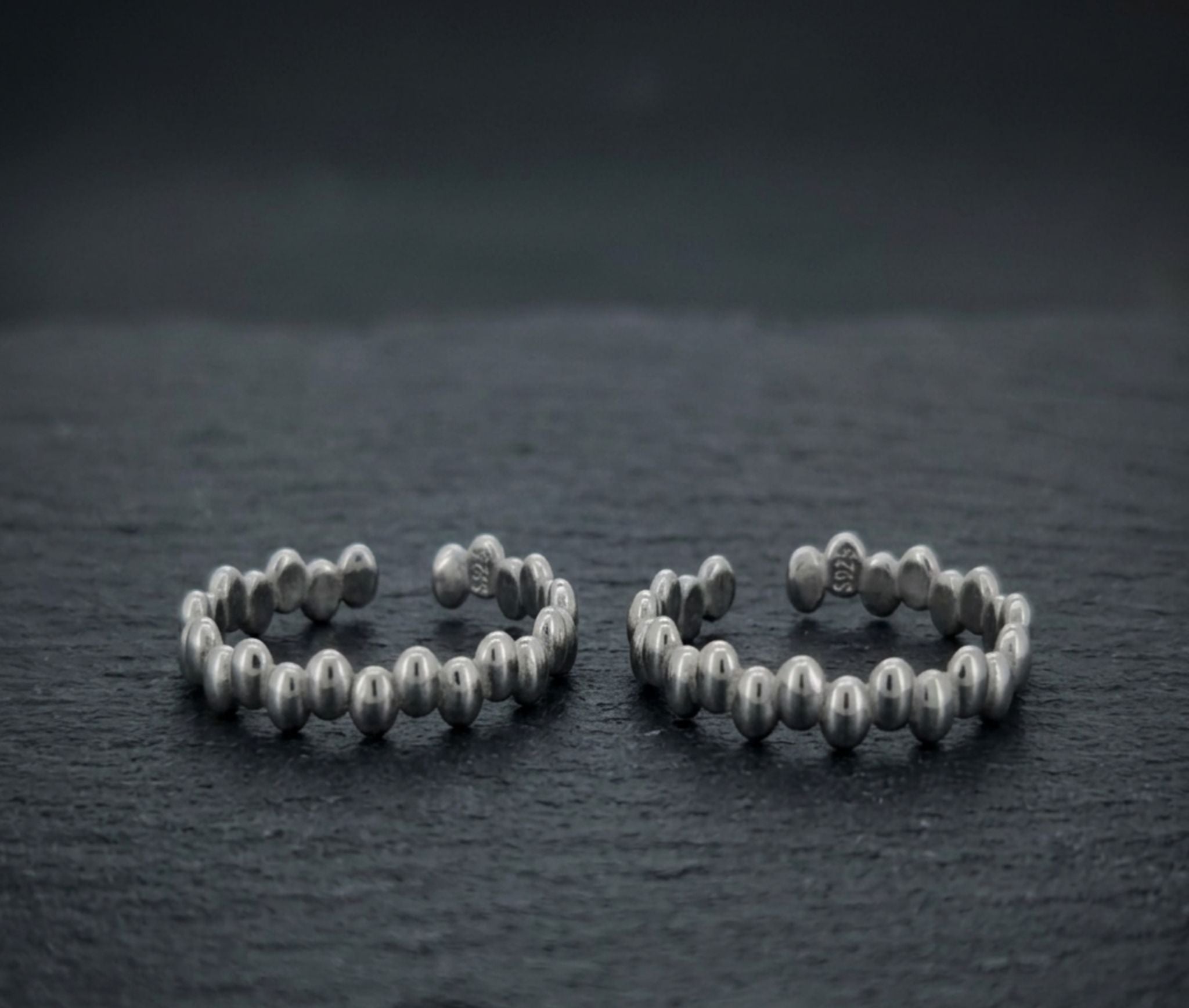 925 Sterling Silver Beaded Toe Ring