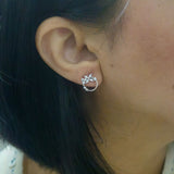 925 Sterling Silver CZ Floral Hoop Stud Earrings