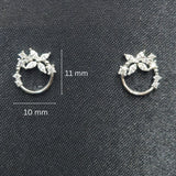 925 Sterling Silver CZ Floral Hoop Stud Earrings