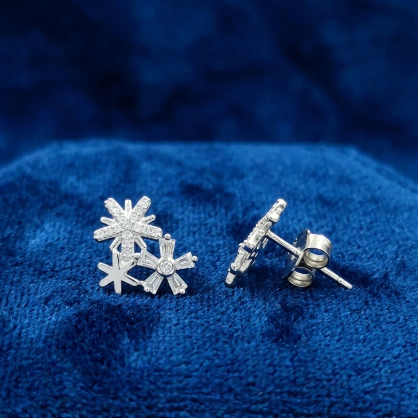 925 Sterling Silver CZ Star Earrings