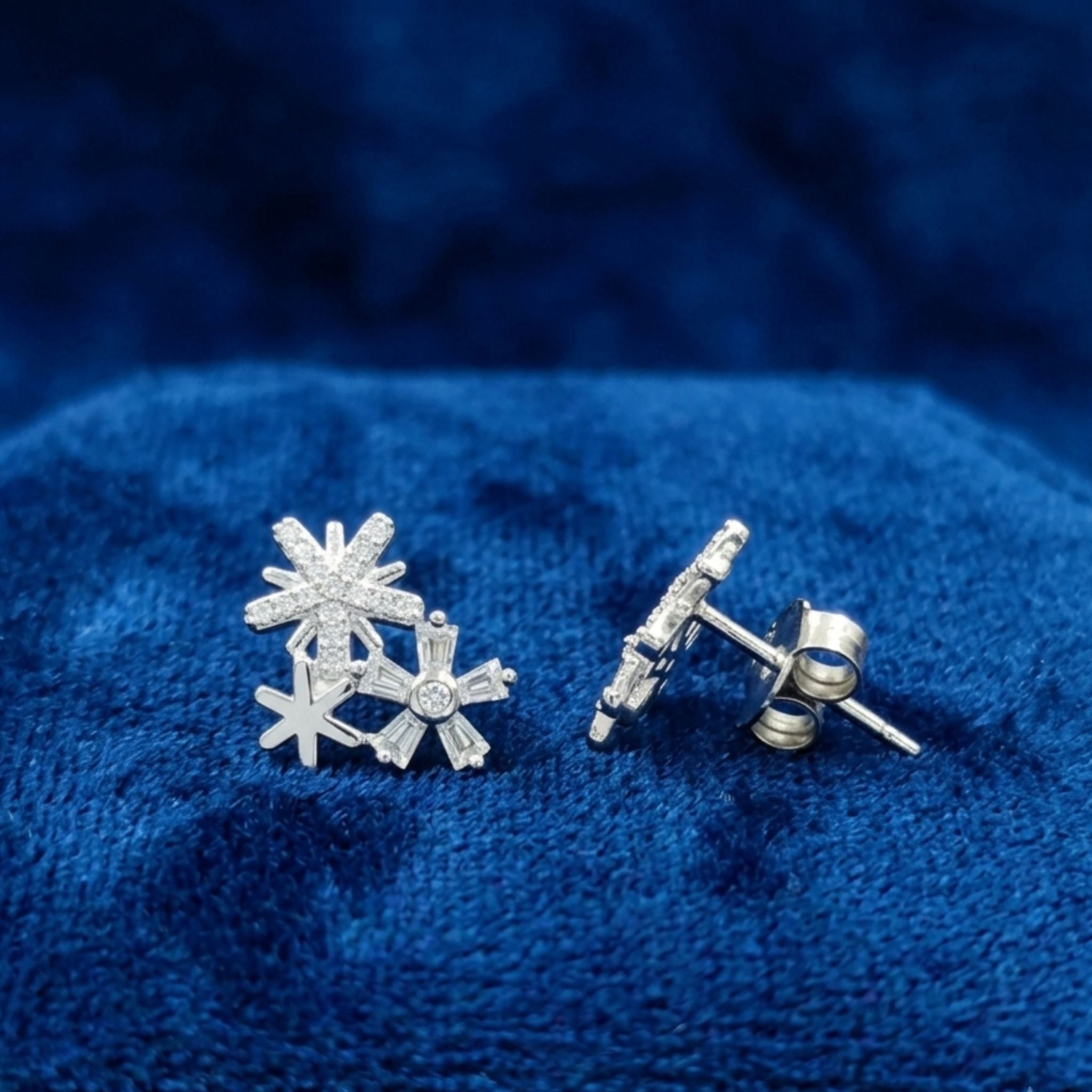925 Sterling Silver CZ Star Earrings