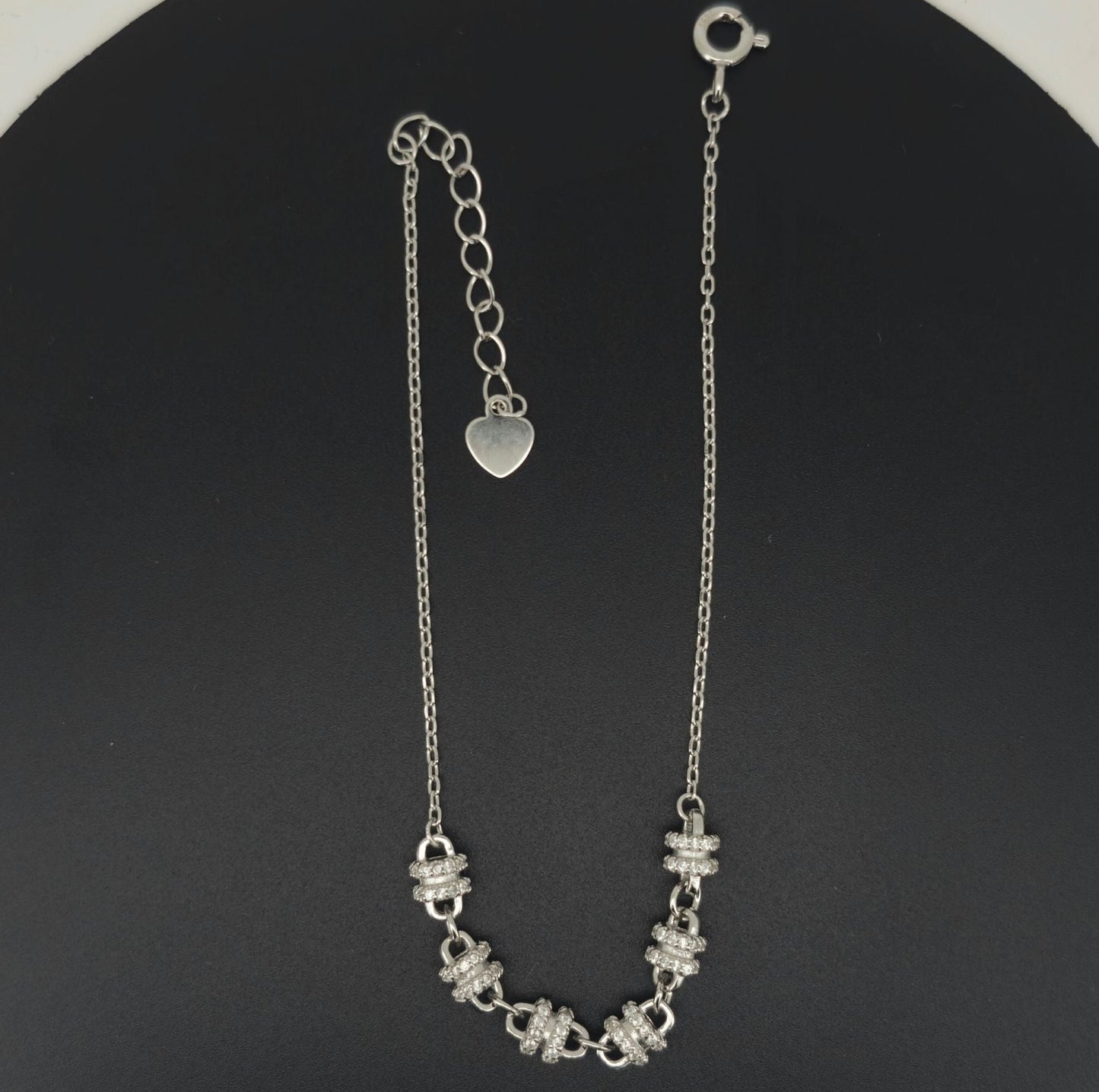 925 Sterling Silver Geometric CZ Link Bracelet