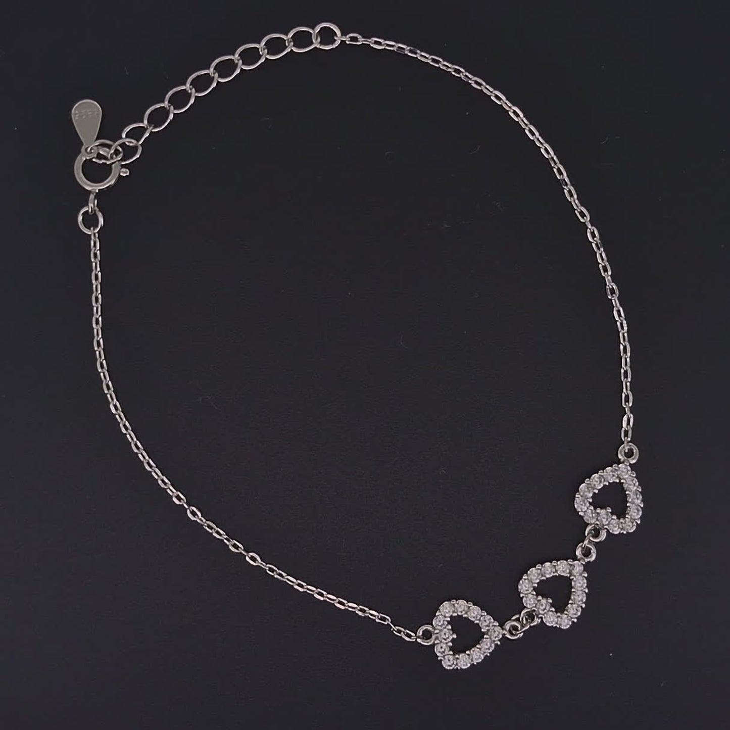 925 Sterling Silver Heart CZ Bracelet