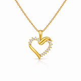 925 Sterling Silver Heart Necklace with Lab-Grown Diamonds