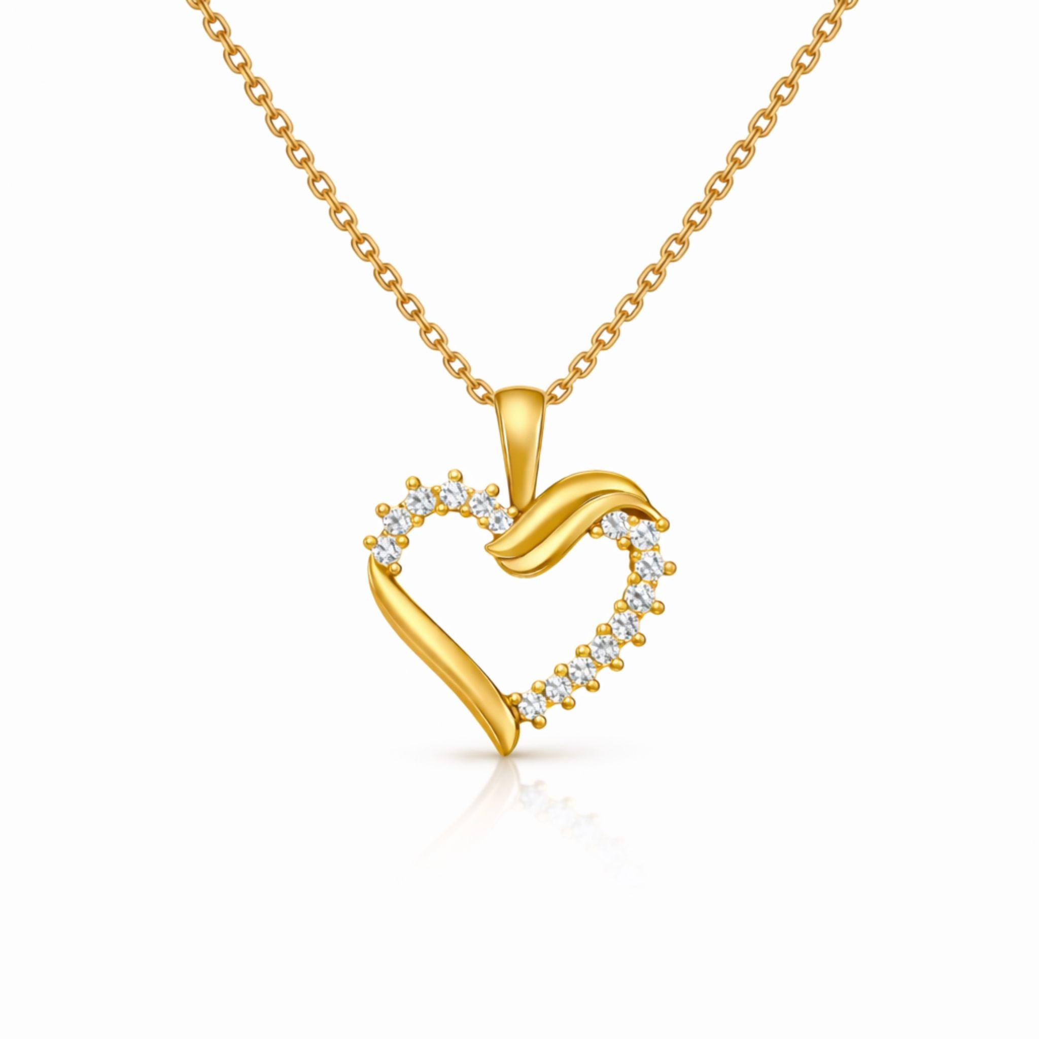 925 Sterling Silver Heart Necklace with Lab-Grown Diamonds