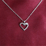 925 Sterling Silver Heart Necklace with Lab-Grown Diamonds