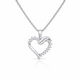 925 Sterling Silver Heart Pendant with Lab-Grown Diamonds with Chain