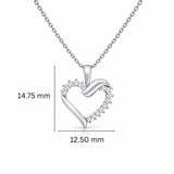925 Sterling Silver Heart Pendant with Lab-Grown Diamonds with Chain