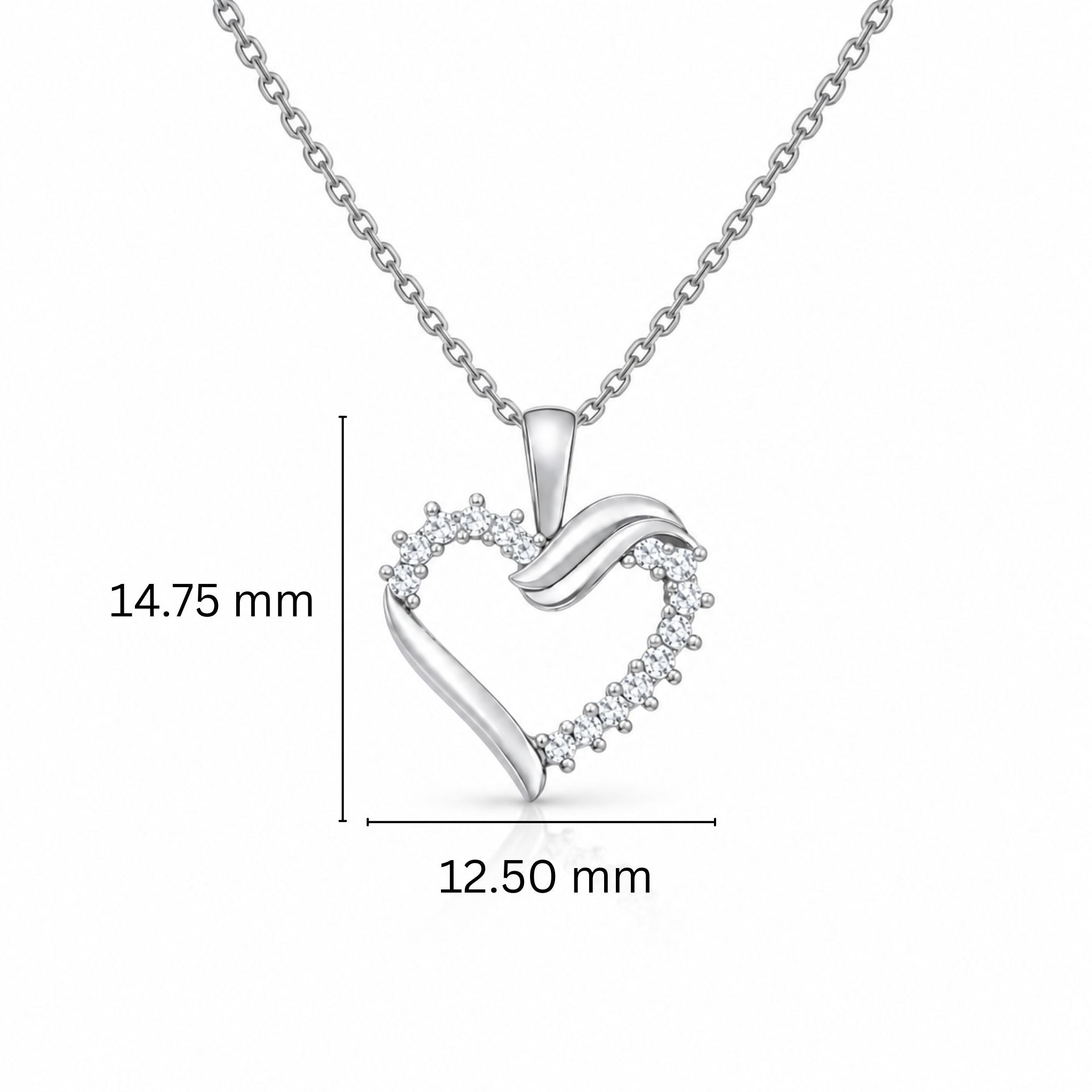 925 Sterling Silver Heart Pendant with Lab-Grown Diamonds with Chain
