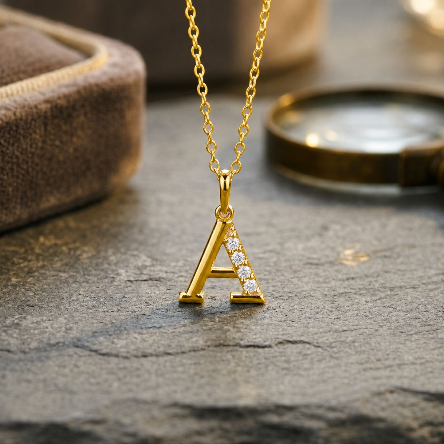 925 Sterling Silver Initial A Necklace With Cubic Zirconia