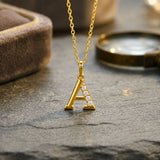 925 Sterling Silver Initial A Necklace With Cubic Zirconia