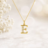 925 Sterling Silver Initial E Necklace With cubic Zirconia