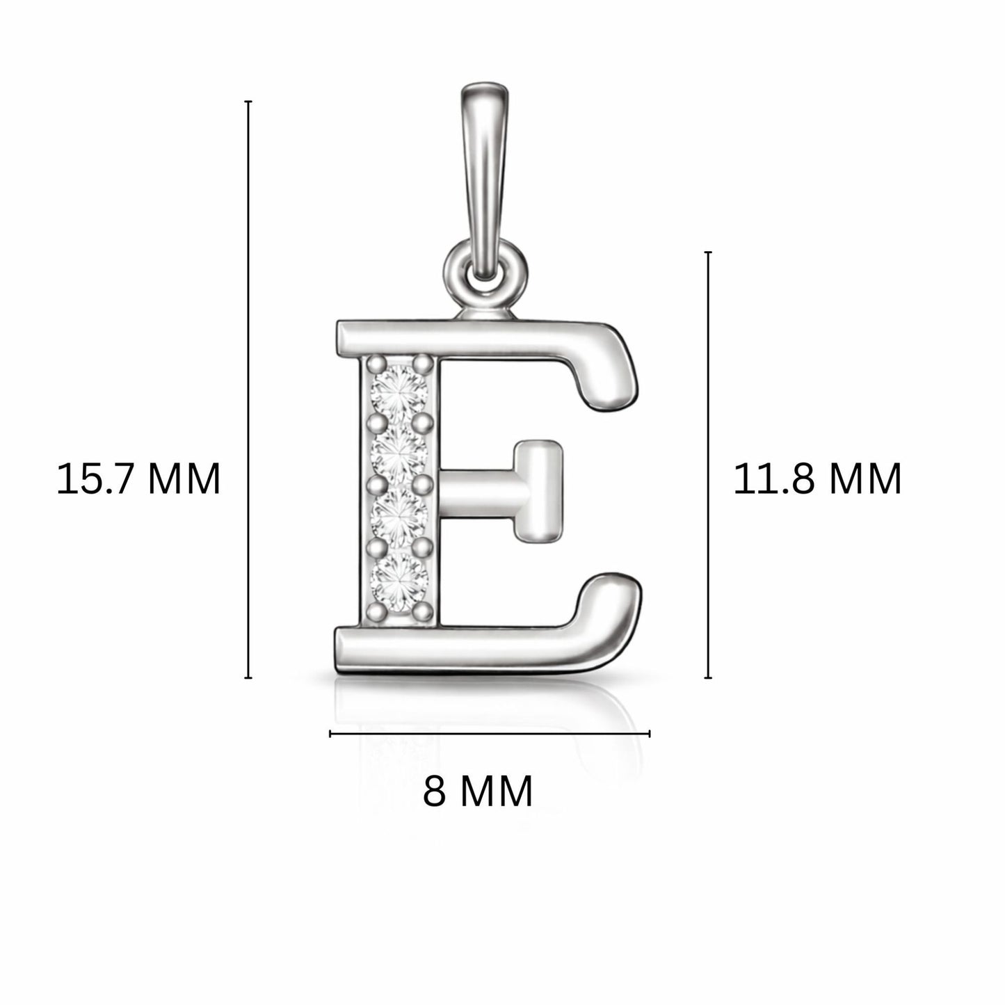 925 Sterling Silver Initial E Necklace With cubic Zirconia