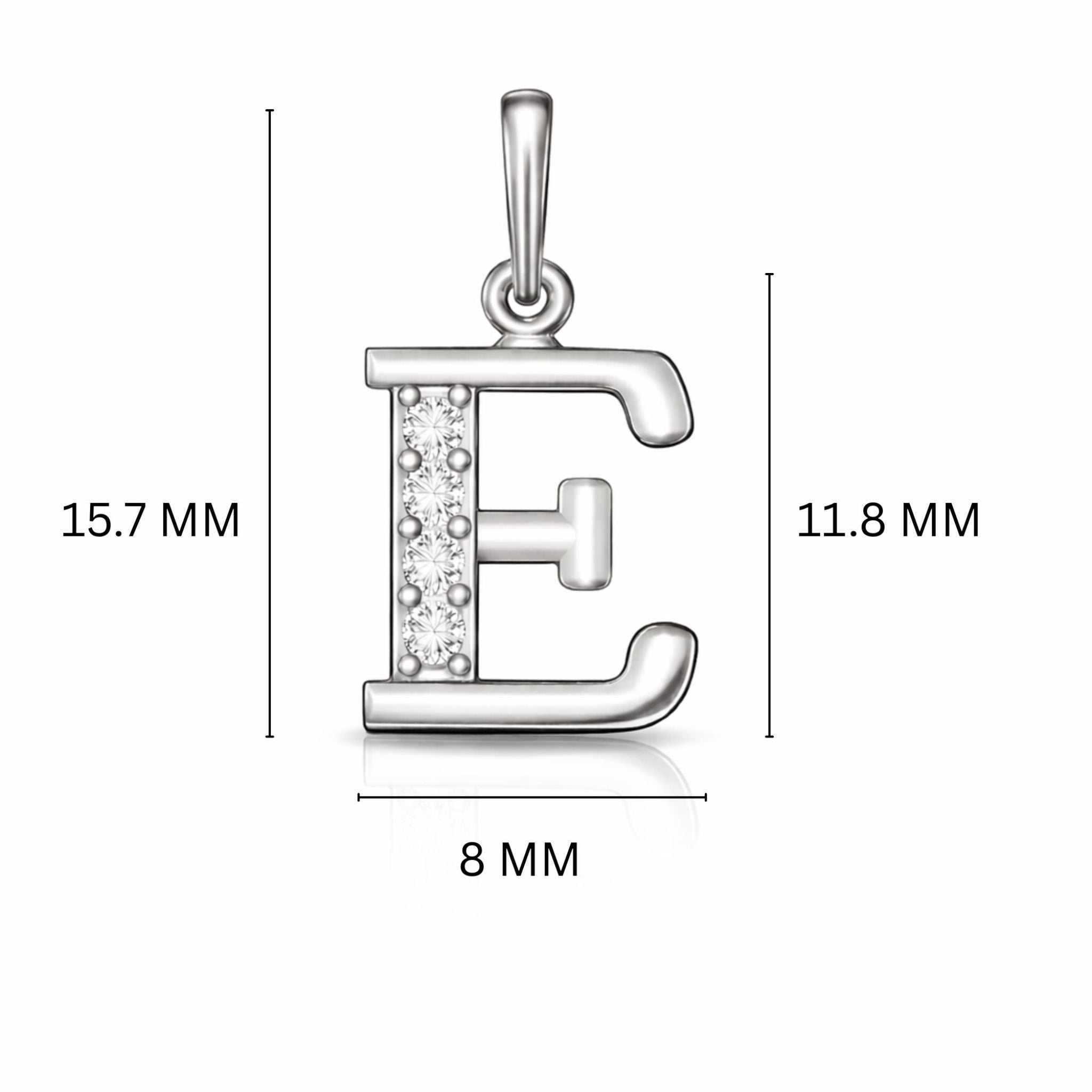 925 Sterling Silver Initial E Necklace With cubic Zirconia