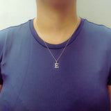 925 Sterling Silver Initial E Necklace With cubic Zirconia