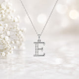 925 Sterling Silver Initial E Necklace With cubic Zirconia