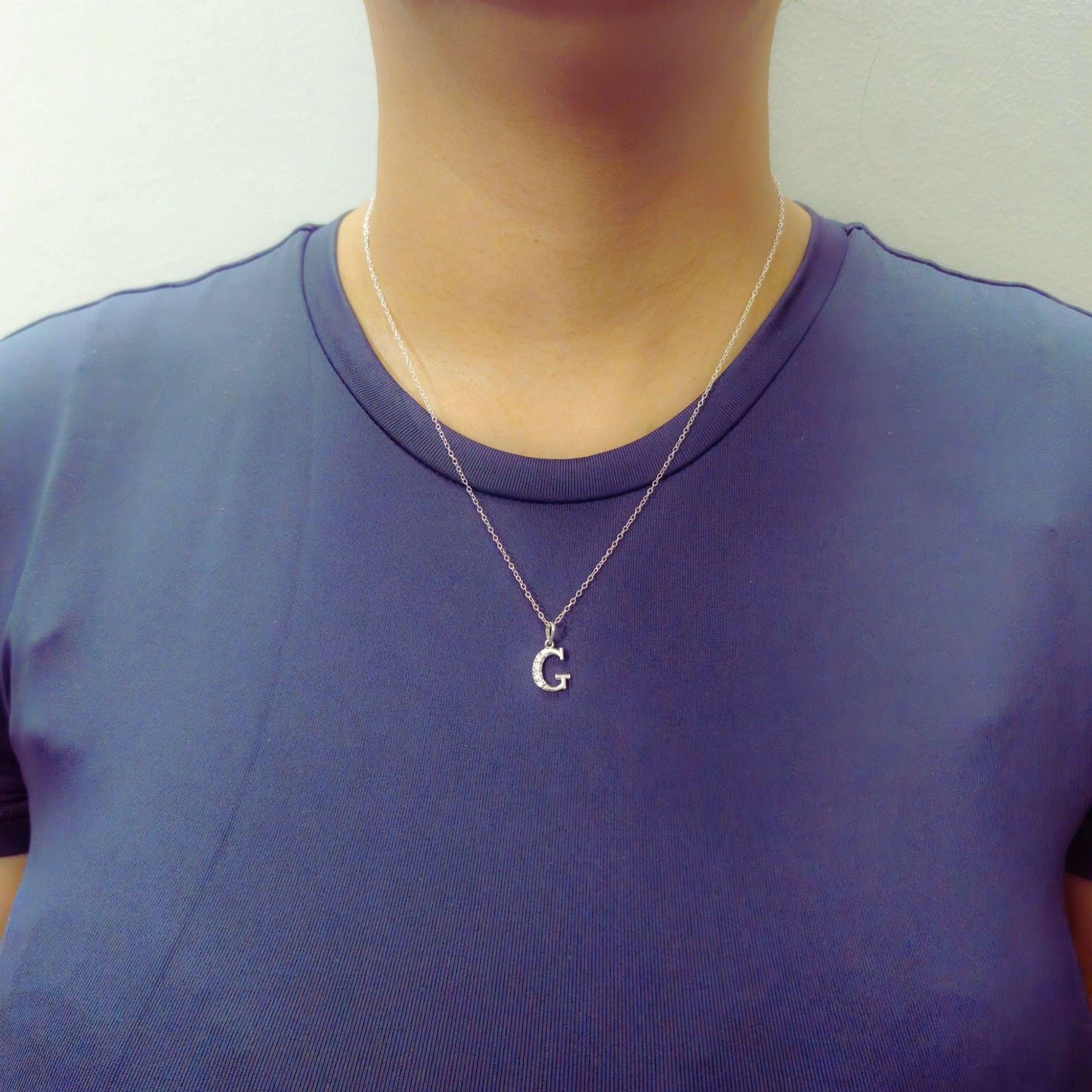 925 Sterling Silver Initial G Necklace With Cubic Zirconia