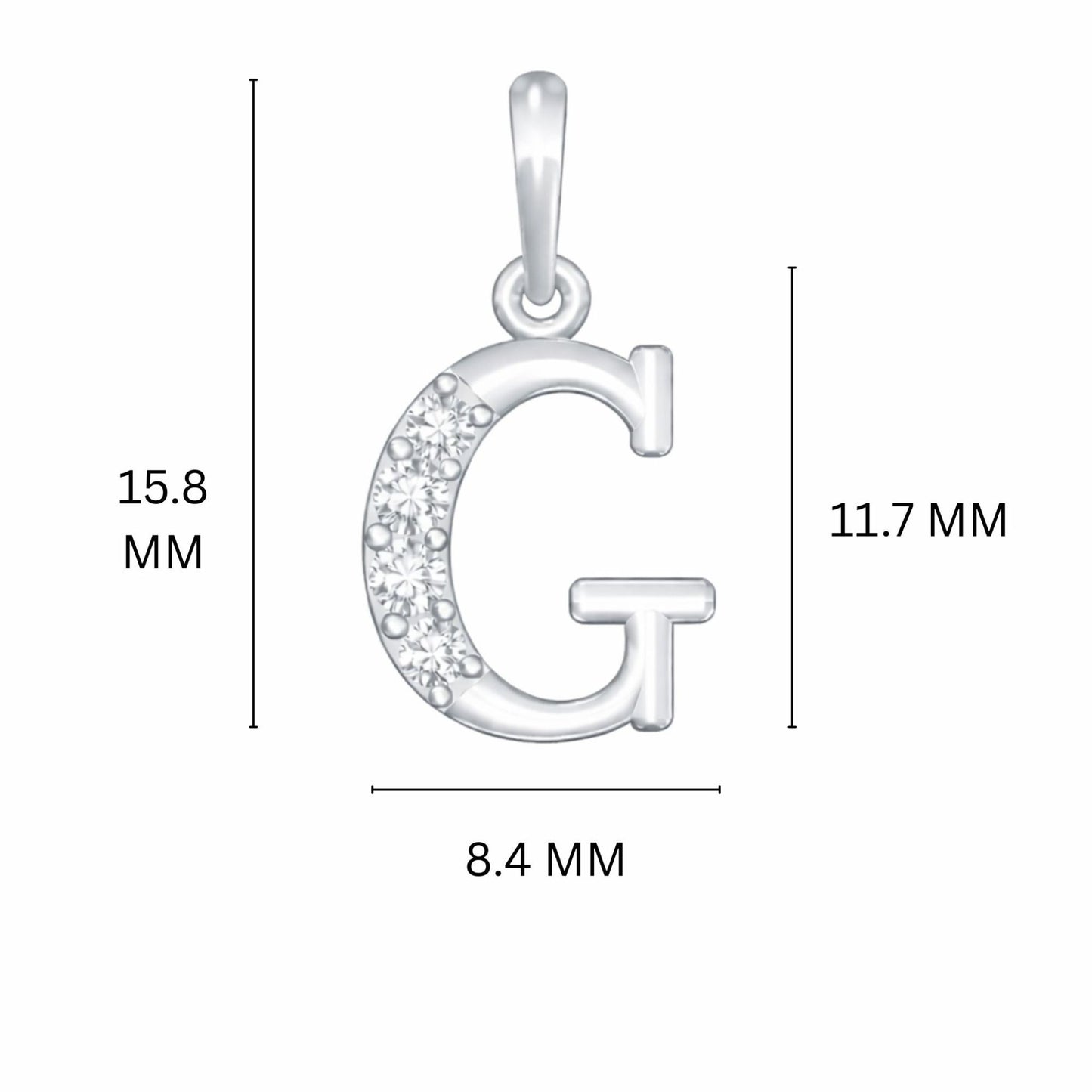 925 Sterling Silver Initial G Necklace With Cubic Zirconia